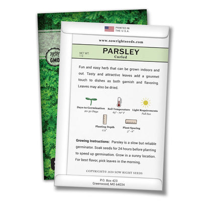 Curled Parsley Seed Packet with Instructions