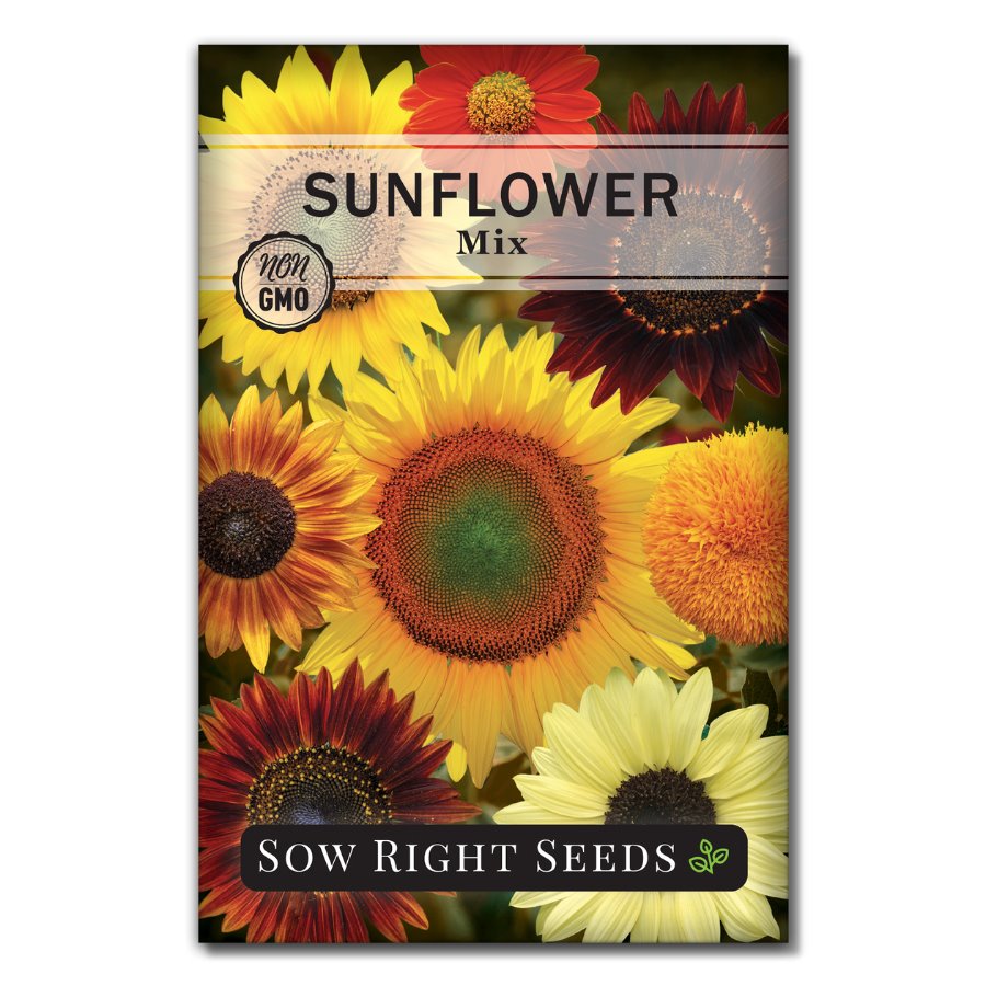 sunflower potting mix Sow Right Seeds - Bulk Mixed Sunflower Seeds for Planting - 2 Ounce, 1700 Seeds - Non-GMO Heirloom Jumbo Pack with Instructions
