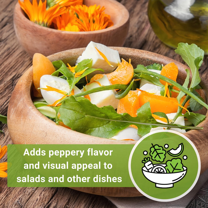 apricot beauty calendula seeds adds peppery flavor and visual appeal to salads and other dishes