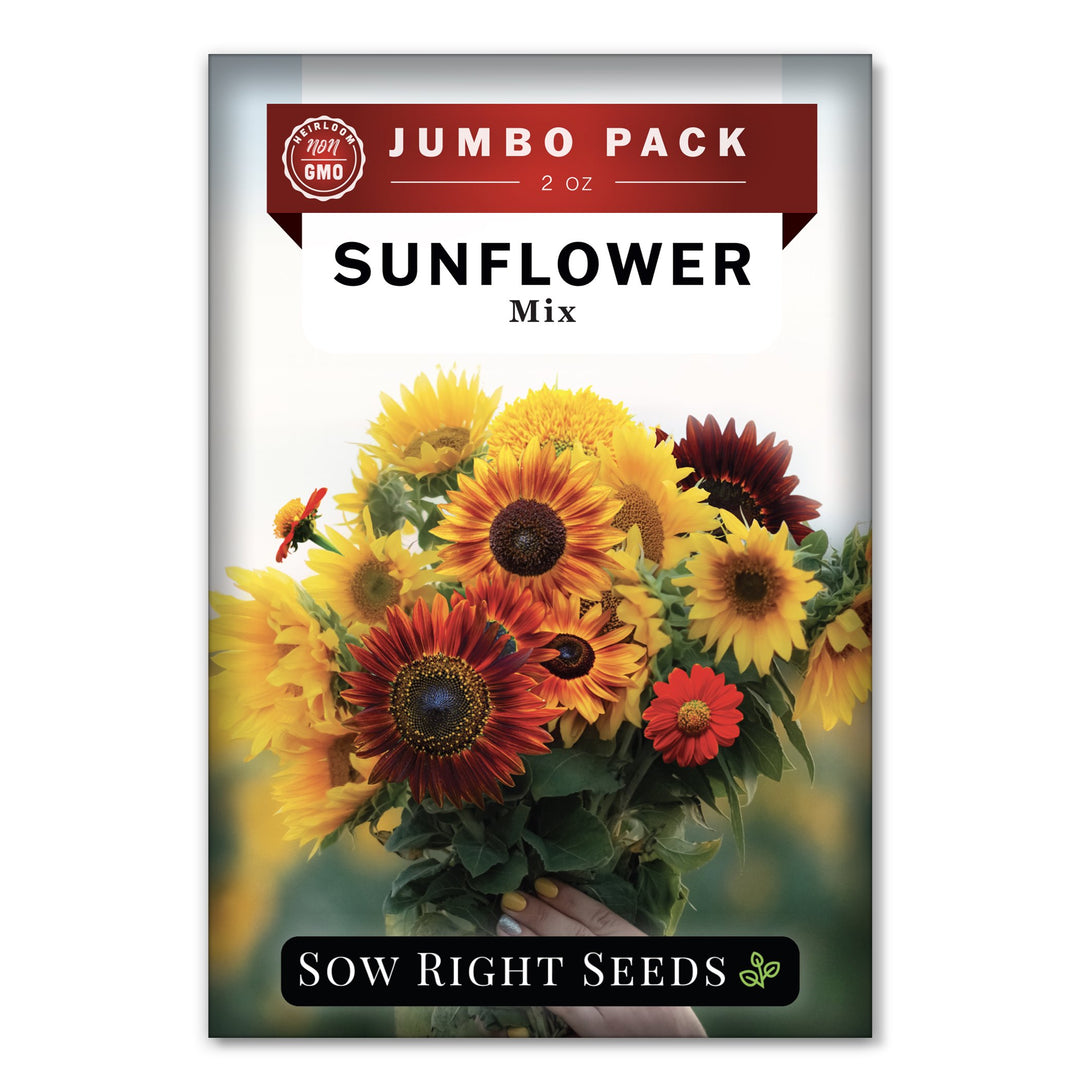 potting mix for sunflowers Sow Right Seeds - Large Full-Color Packet of Mixed Sunflower Seed to Plant - Non-GMO Heirloom