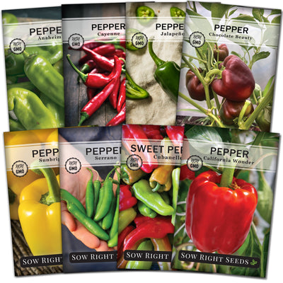 large pepper seed collection anaheim cayenne jalapeno chocolate beauty sunbright serrano cubanelle california wonder