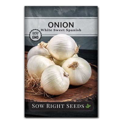 white sweet spanish onion seed packet vegetables sow right seeds