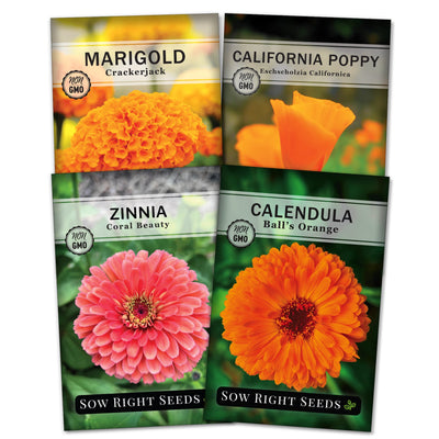 orange flower seed collection marigold poppy zinnia calendula flowers sow right seeds