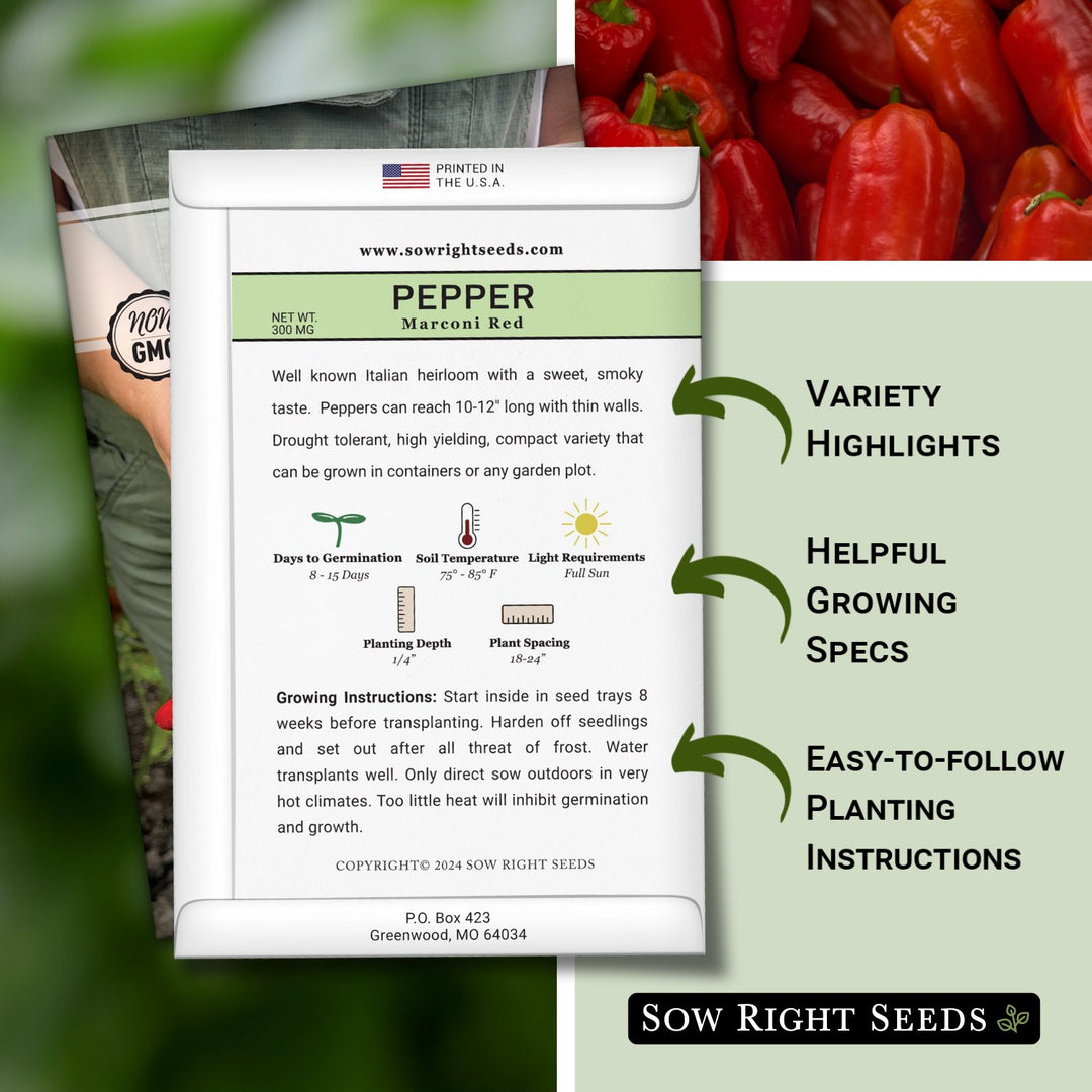 depth to plant pepper seeds Marconi Red Pepper Seeds