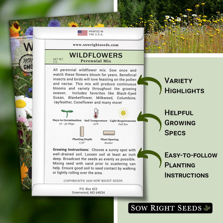 wildflower pollinator beneficial seeds Perennial Mix Wildflower Seeds