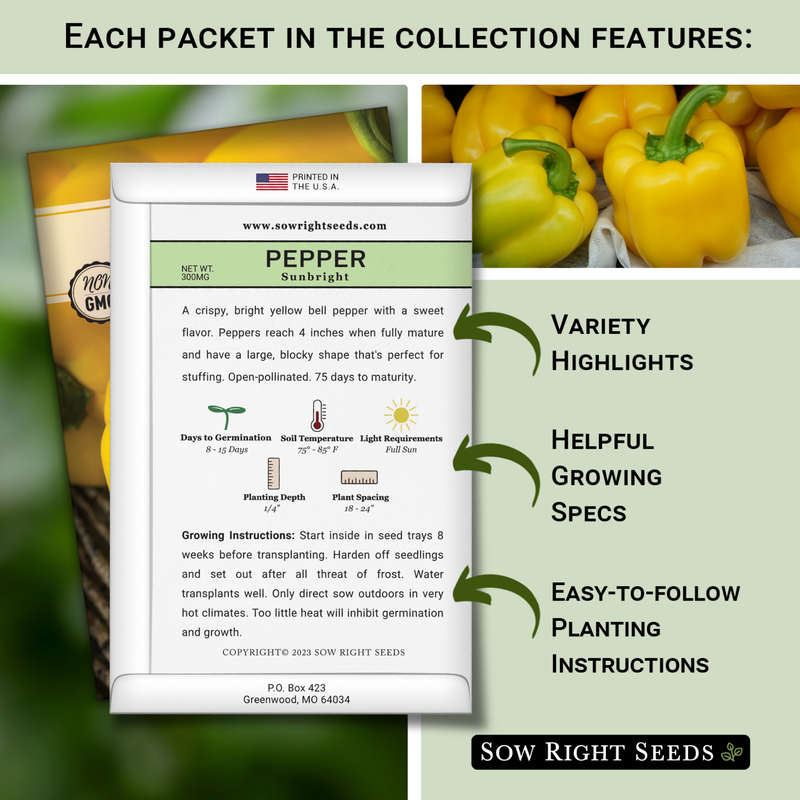 each packet in the pepper seed collection features variety highlights helpful growing specs easy to follow planting instructions