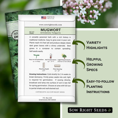 mugwort seed packet includes variety highlights helpful growing specs easy to follow planting instructions