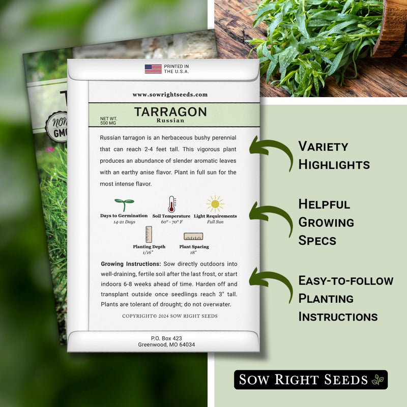 russian tarragon seed packet includes variety highlights helpful growing specs easy to follow planting instructions