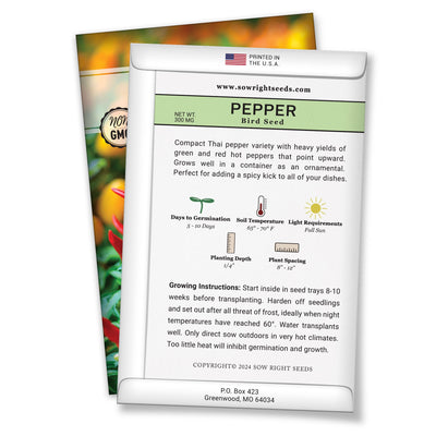 bird seed thai pepper seed packet includes variety highlights planting specs easy to follow growing instructions