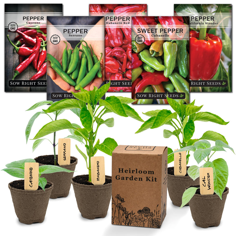 mixed pepper garden seed kit cayenne serrano red habanero cubanelle california wonder vegetables sow right seeds