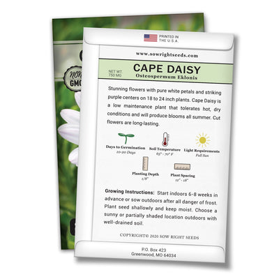 cape daisy seed packet includes product highlights planting specs easy to follow growing instructions