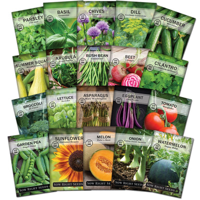 20 seed packets with vegetable herb and flower varieties