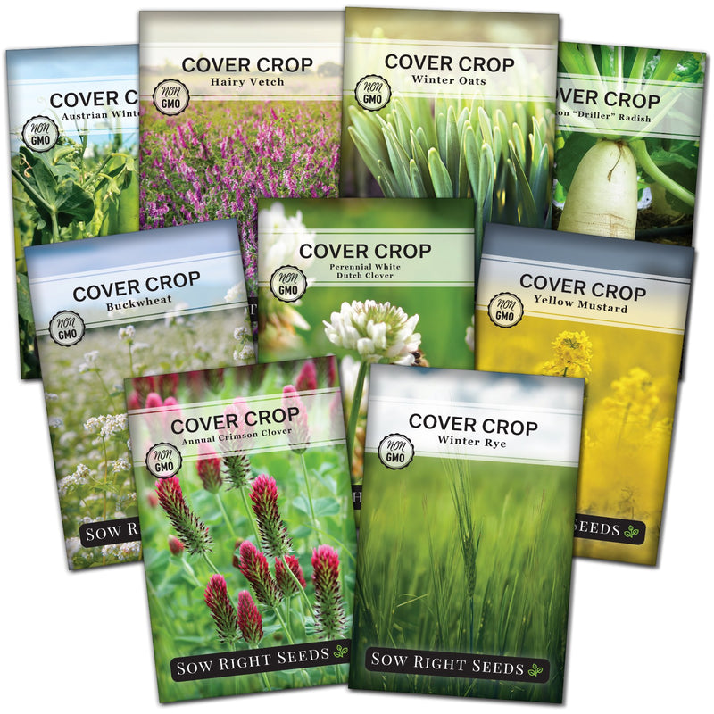 cover crop seed packet collection with 9 varieties for sale