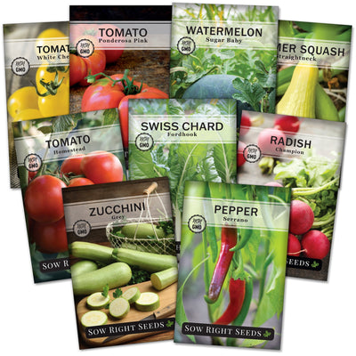 essential tomato greens squash and radish seed packets