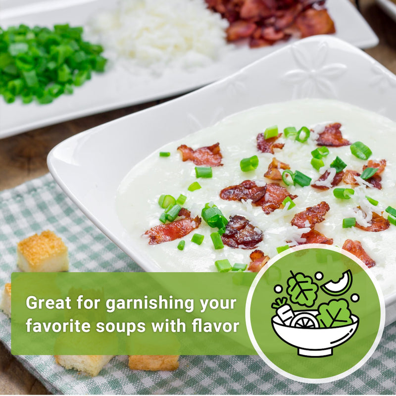 tasty soup with bacon and onion garnish great for garnishing your favorite soups with flavor