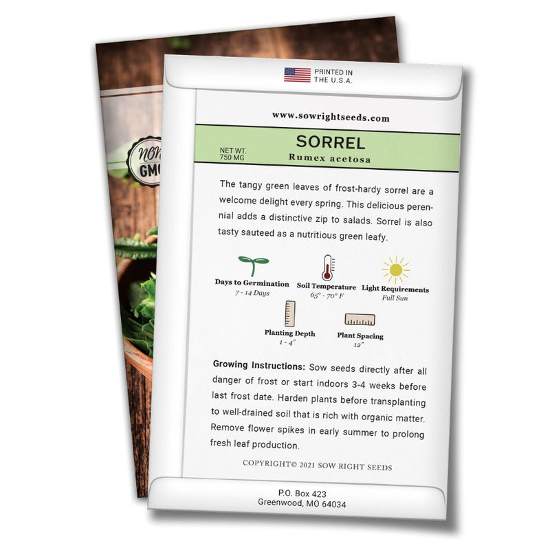 Sorrel Seed Packet with Instructions