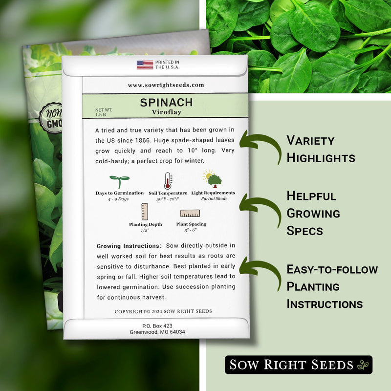 how to grow the best spinach plants with variety highlights, helpful growing specs, and easy to follow planting instructions
