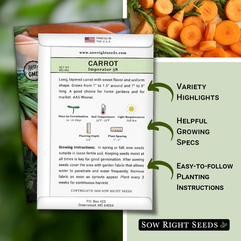 how to grow the best carrot plants with variety highlights, helpful growing specs, and easy to follow planting instructions