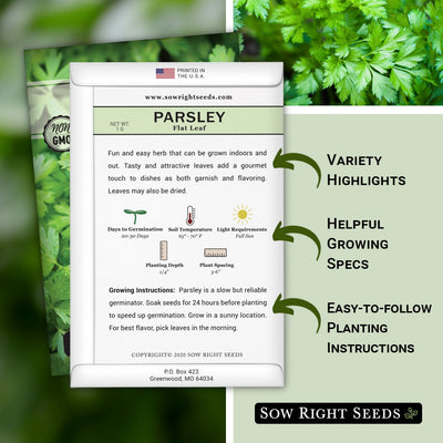 how to grow the best parsley plants with variety highlights, helpful growing specs, and easy to follow planting instructions