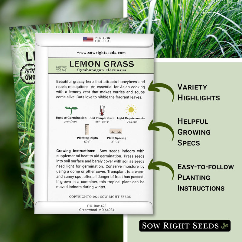 how to grow the best lemon grass plants with variety highlights, helpful growing specs, and easy to follow planting instructions