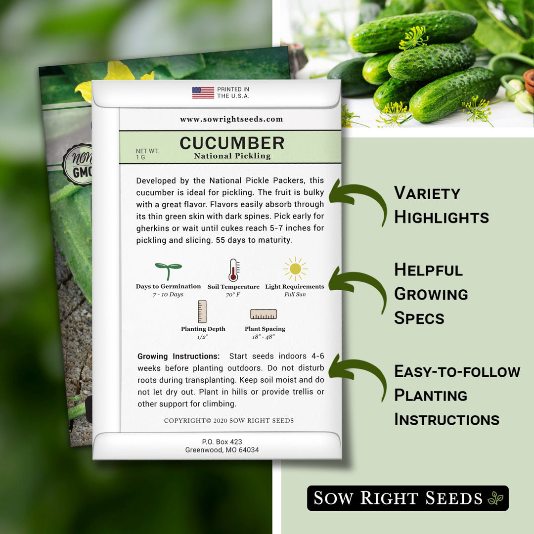 Sow Right Seeds - National Pickling Cucumber Seeds for Planting