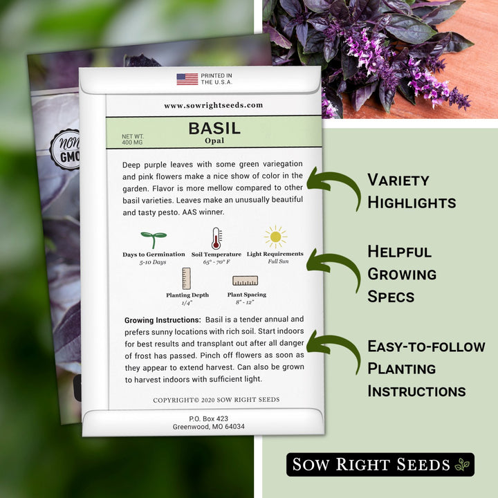 Opal Basil | Unique Purple Leaved Basil Seeds for Planting – Sow