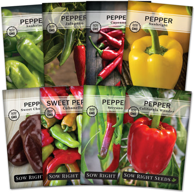 pepper seed packet collection with 8 varieties of seeds for sale