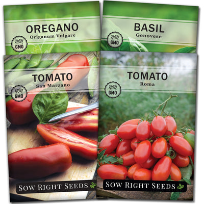 tomato sause seed packet collection with 4 varieties of seeds for sale